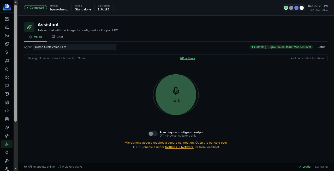 Assistant — Voice · Demo Grok Voice LLM Listening