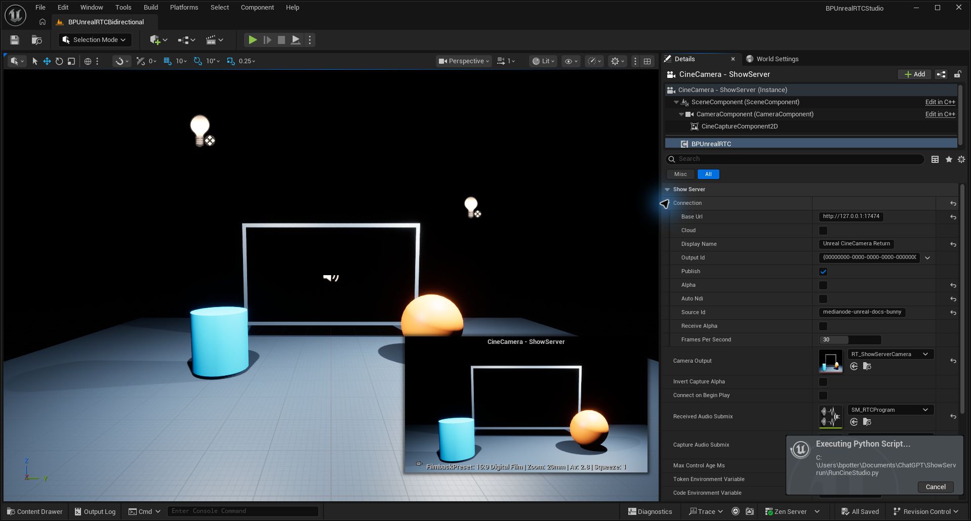 Direct LAN connection, incoming source ID and outgoing camera render target